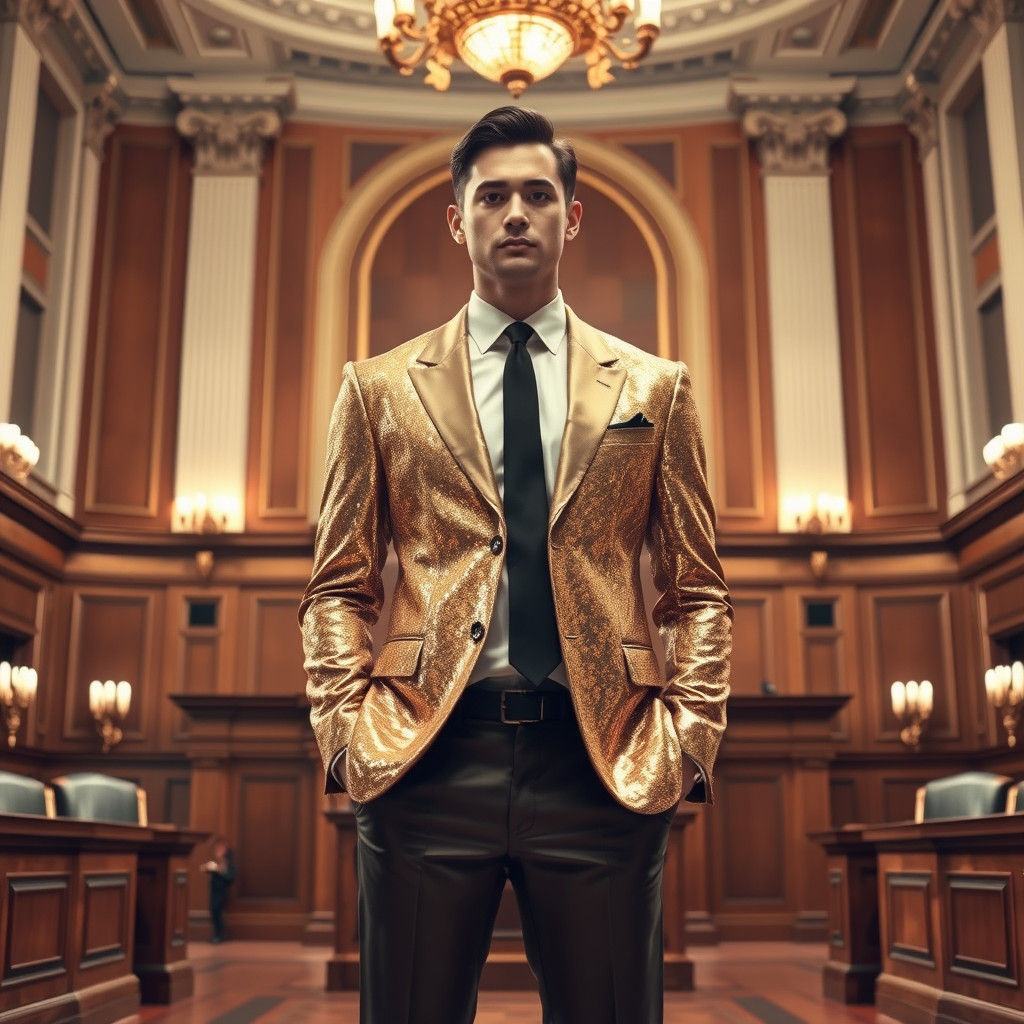 Lawyer in Gold Suit: Courtroom Spectacle