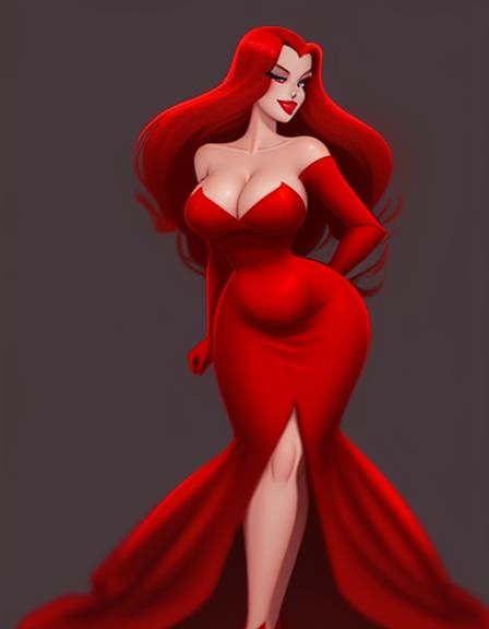 Jessica Rabbit in Red Dress, Loish Style