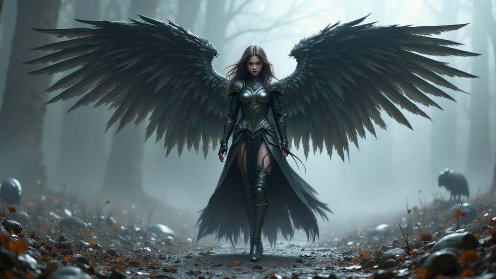 Fallen Angel in Obsidian Armor on Battlefield