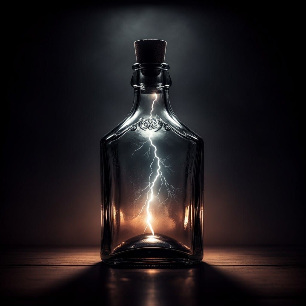 Ornate Bottle Containing Frozen Lightning