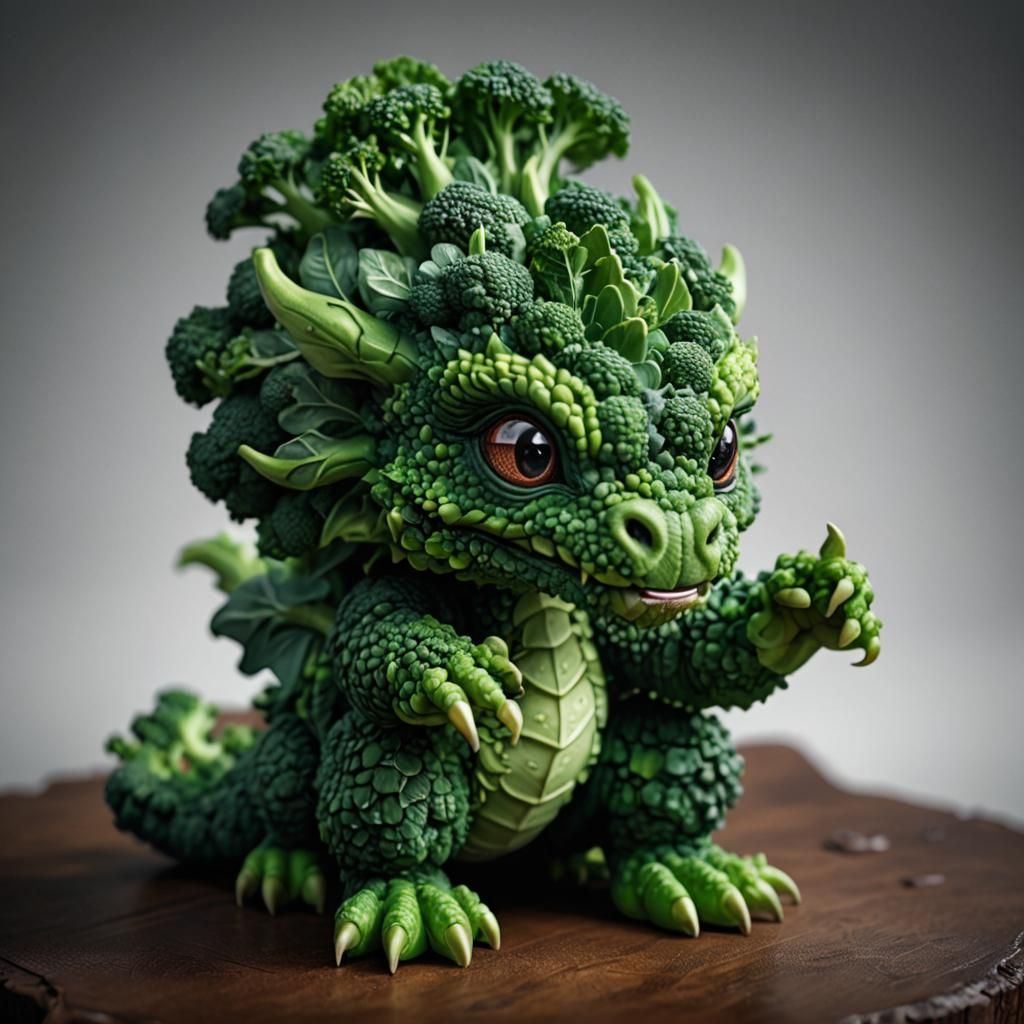 Dragon made of broccoli chibi