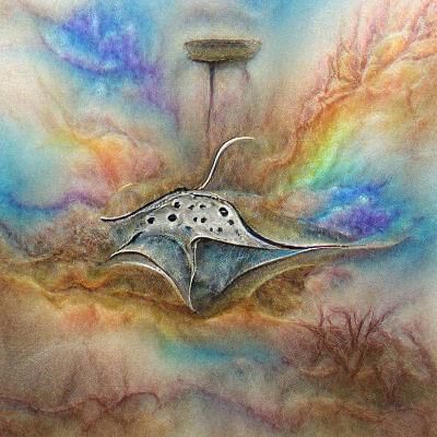 Fantasy Stingray Soaring Through Dimensional Portal