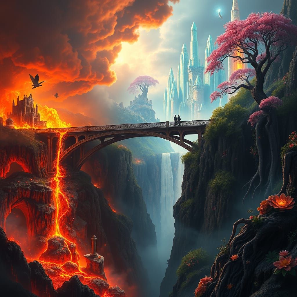 Ancient Bridge Connects Fiery Abyss to Heavenly Paradise