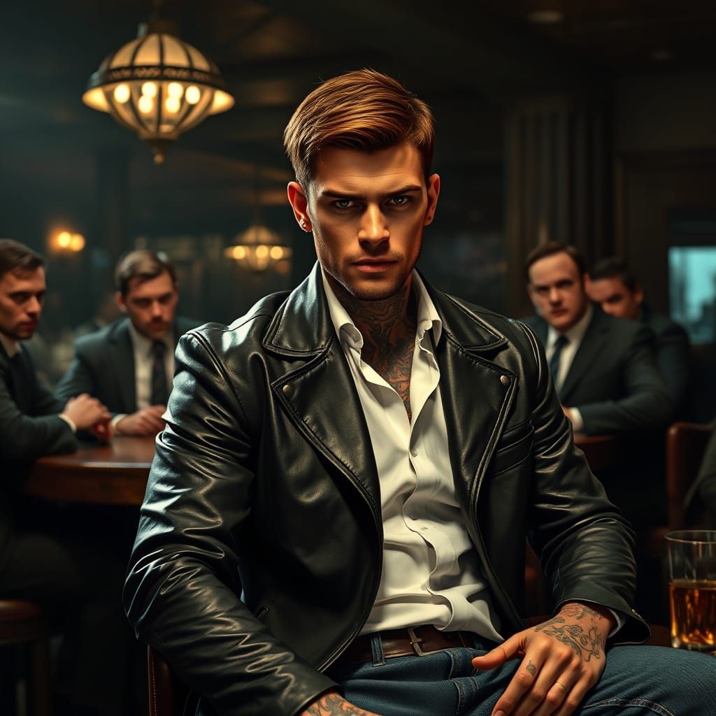 Tough Mafia Enforcer in a Smoky Bar