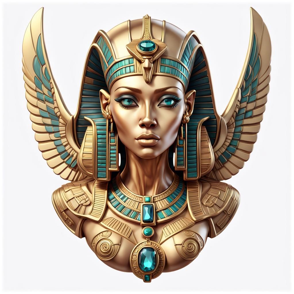 Golden Egyptian Sphinx Jewelry on White Background