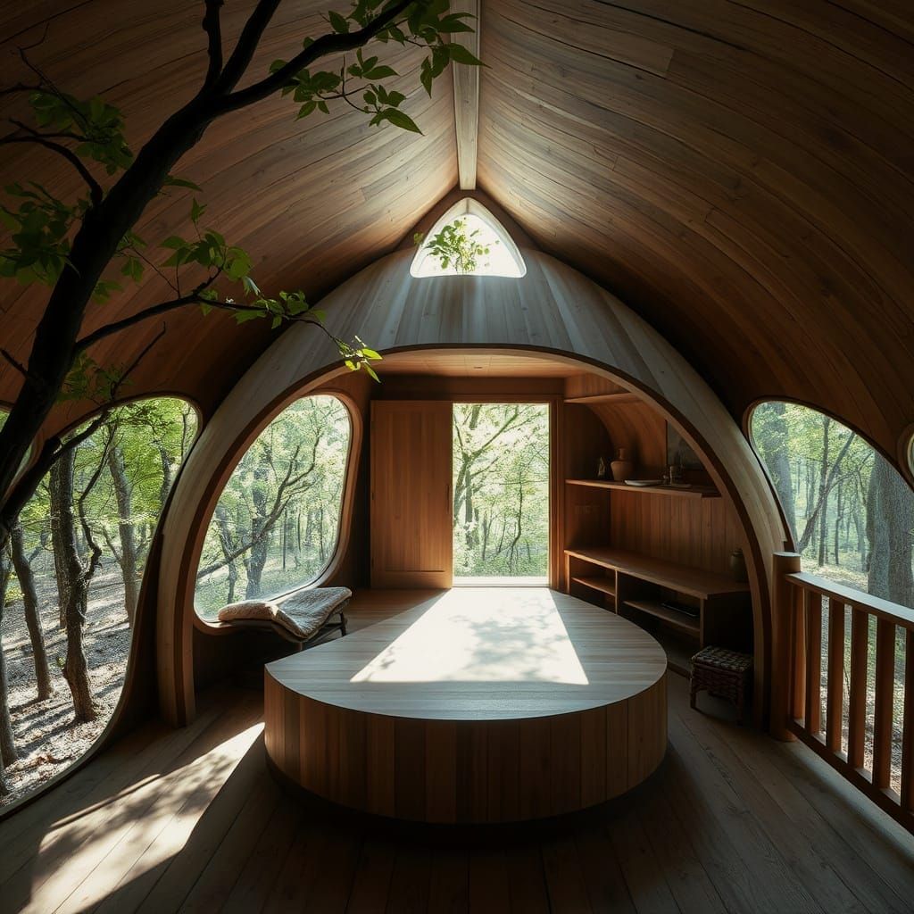Soothing Wabi-Sabi Treehouse Sanctuary in Japandi Elegance