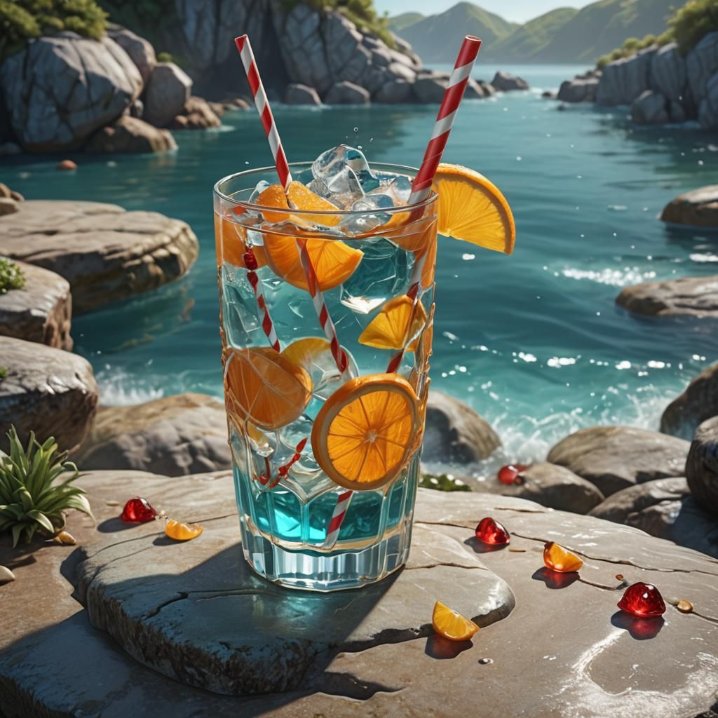 Orange Juice by the Sea, Digital Art