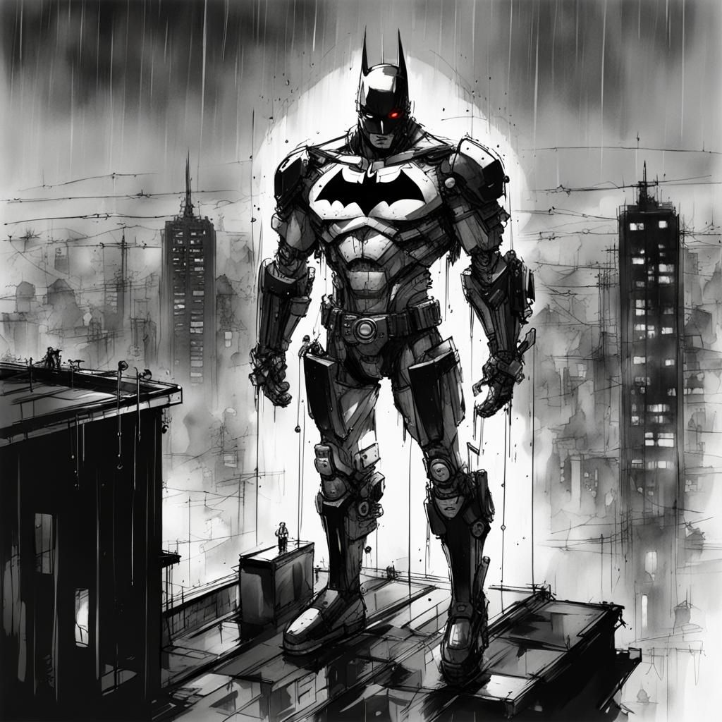 Robotic Batman Sketch in Metal Gear Style