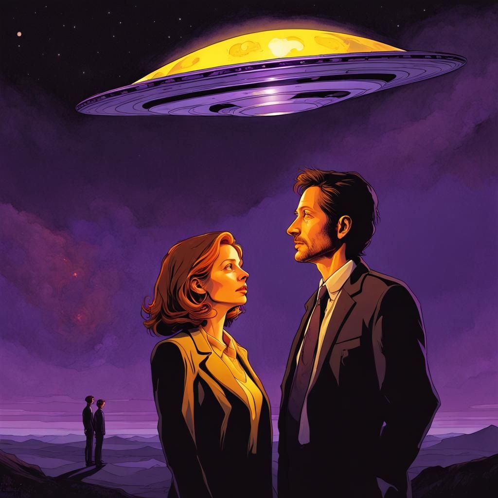 UFO Obscures Moon in Dark Fantasy Concept Art