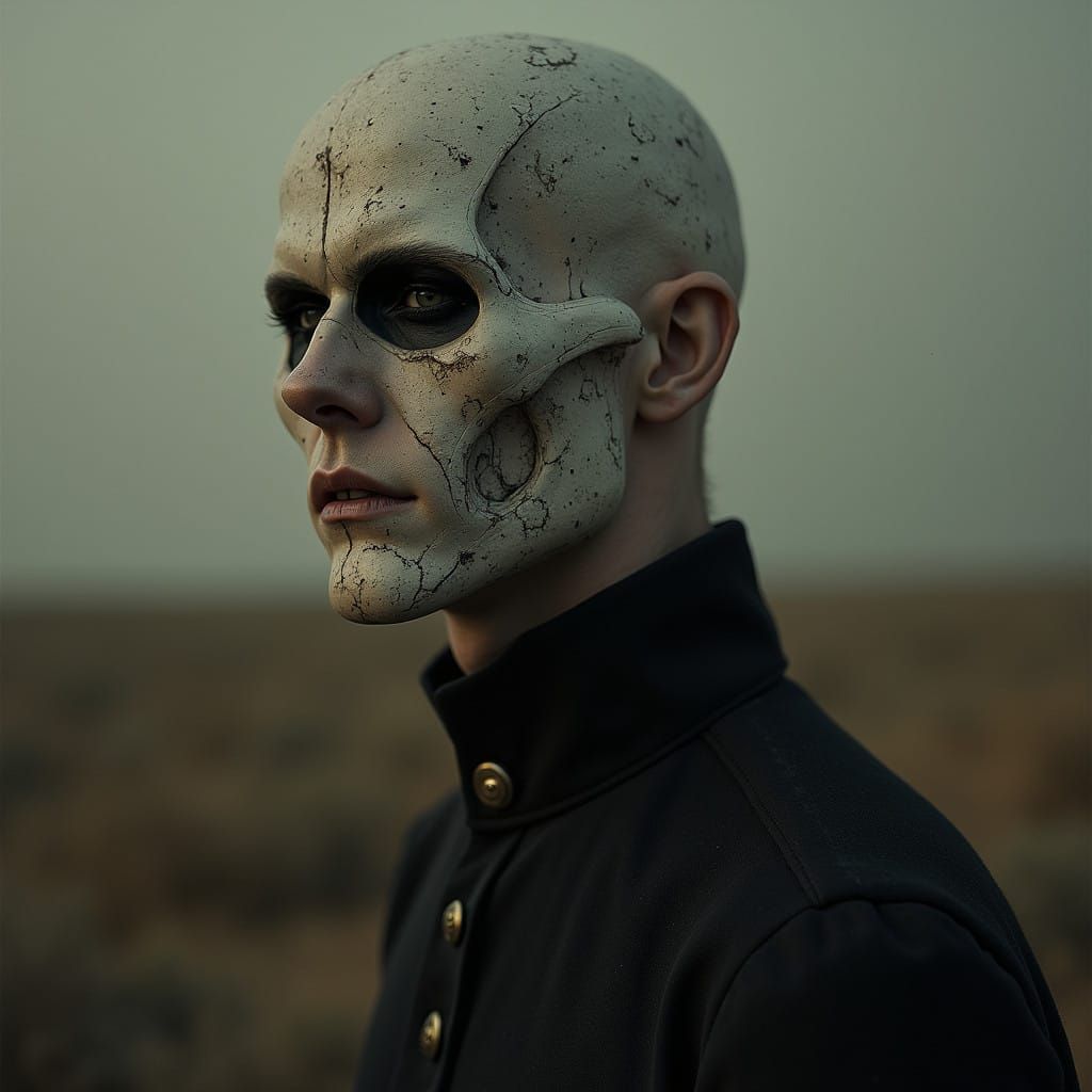 Ethereal Portrait in Haunting Landscape