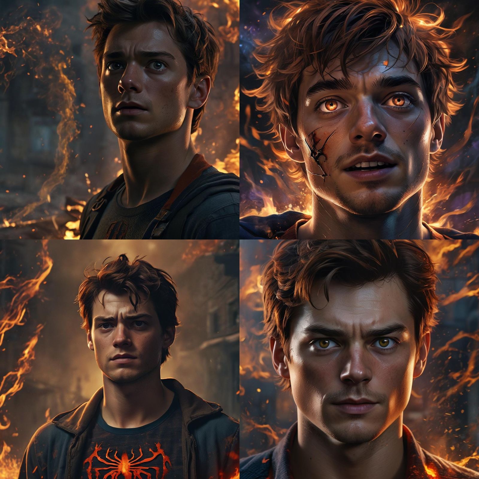 Peter Parker in a Fiery Fantasy Artscape