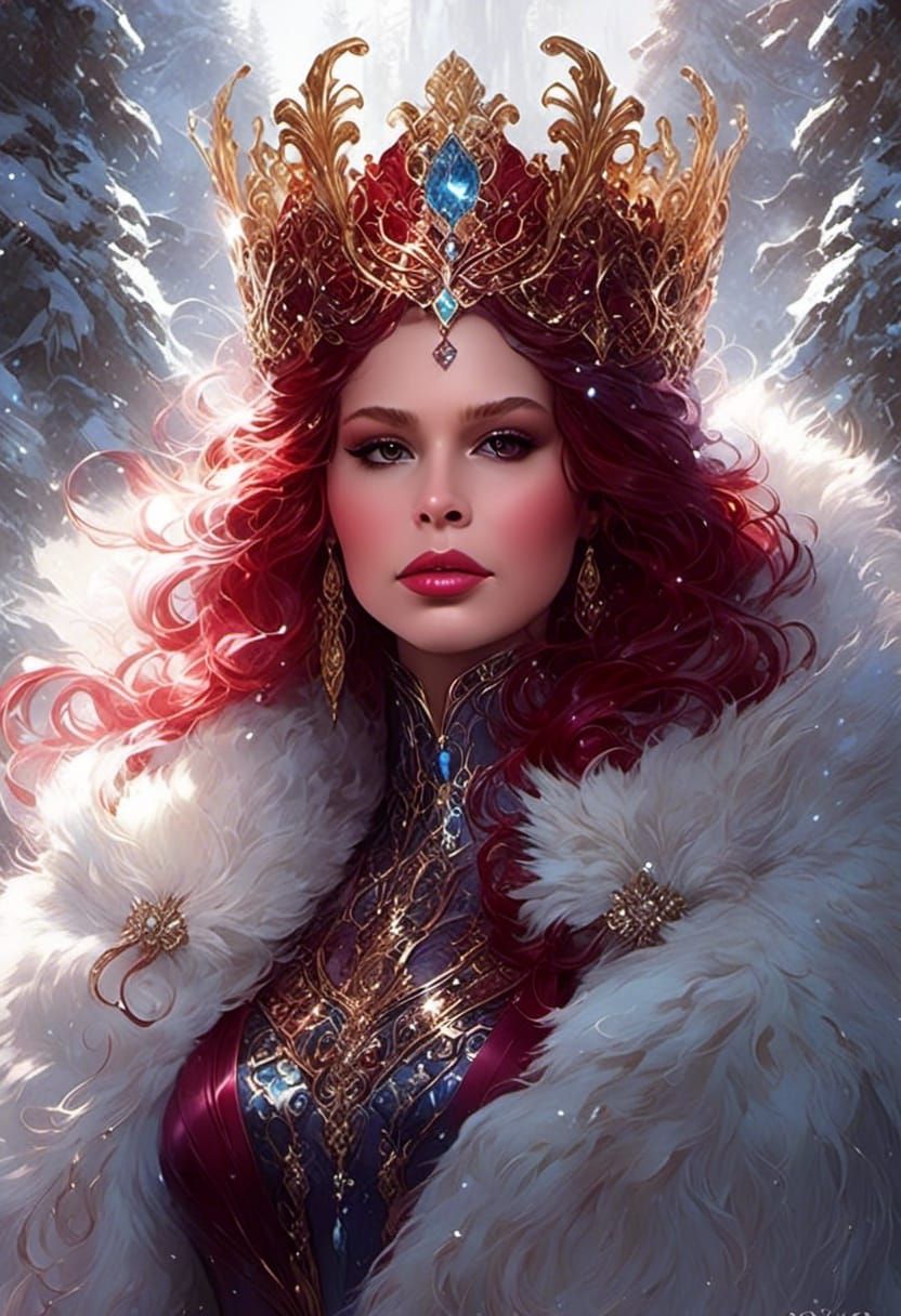 Gorgeous Winter Queen Portrait in Hyperrealistic Style
