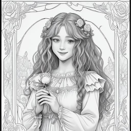 Fairy and Queen in Magic Garden Coloring Page