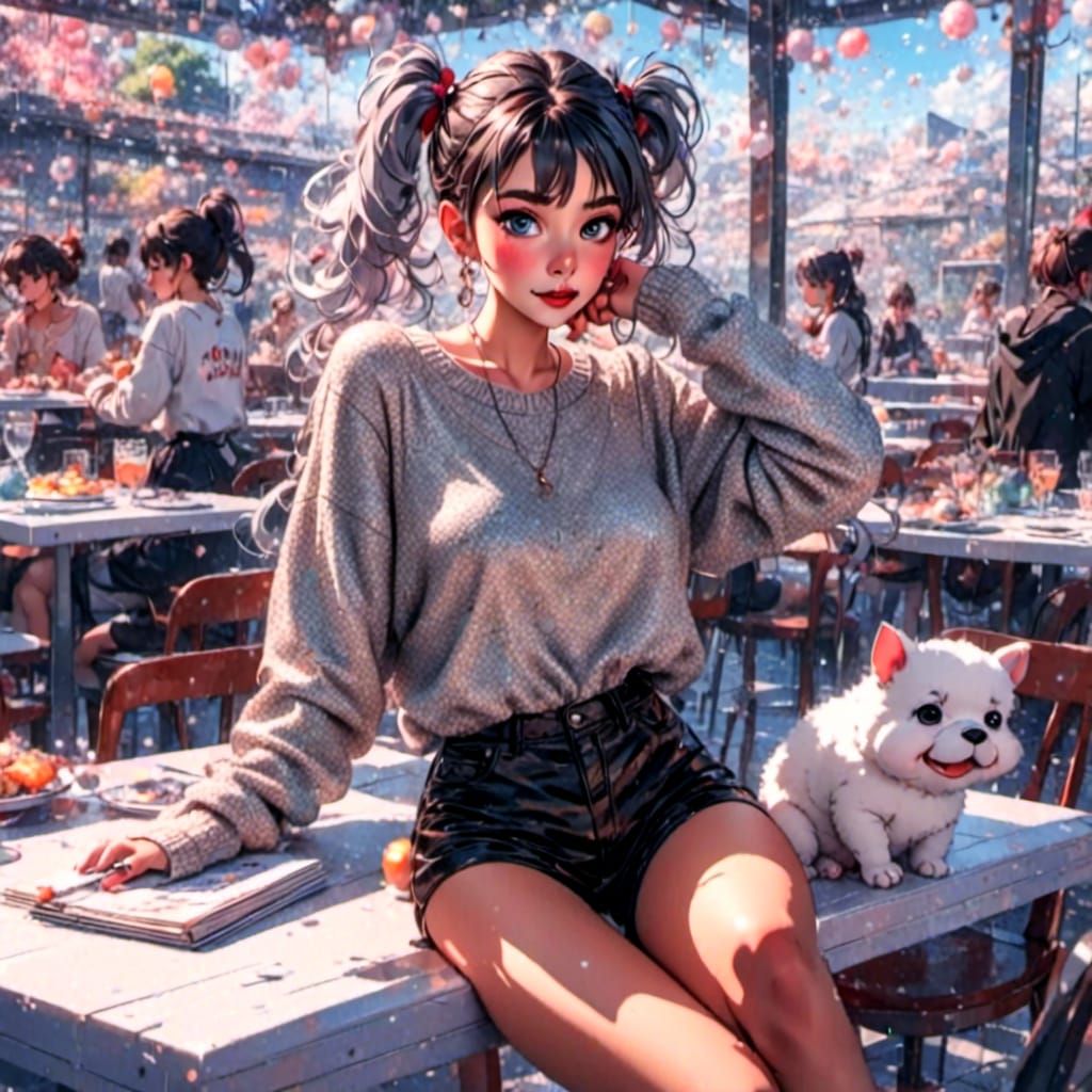 Inked Anime Woman with Pigtails by Dock