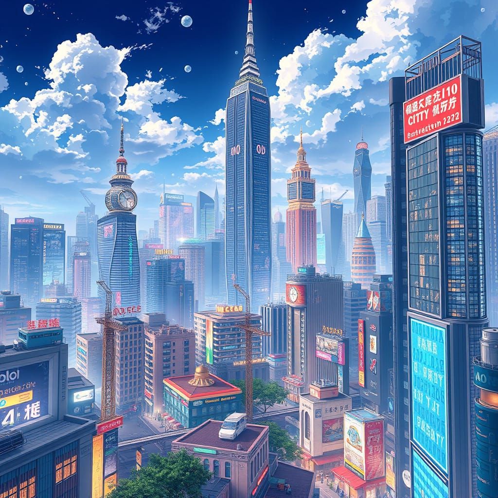 Cosmopolitan Metropolis in a Cyberpunk Aesthetic