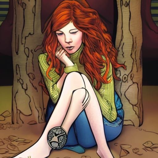 Hypnotized Redhead in Detailed Comic Art Style