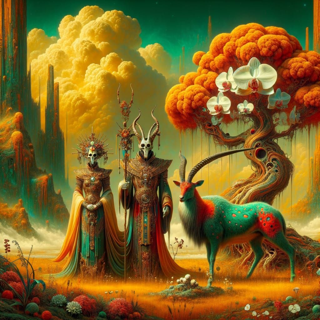 Ancient Alien Warlords in Stuart Era Attire, Surrounded by a...