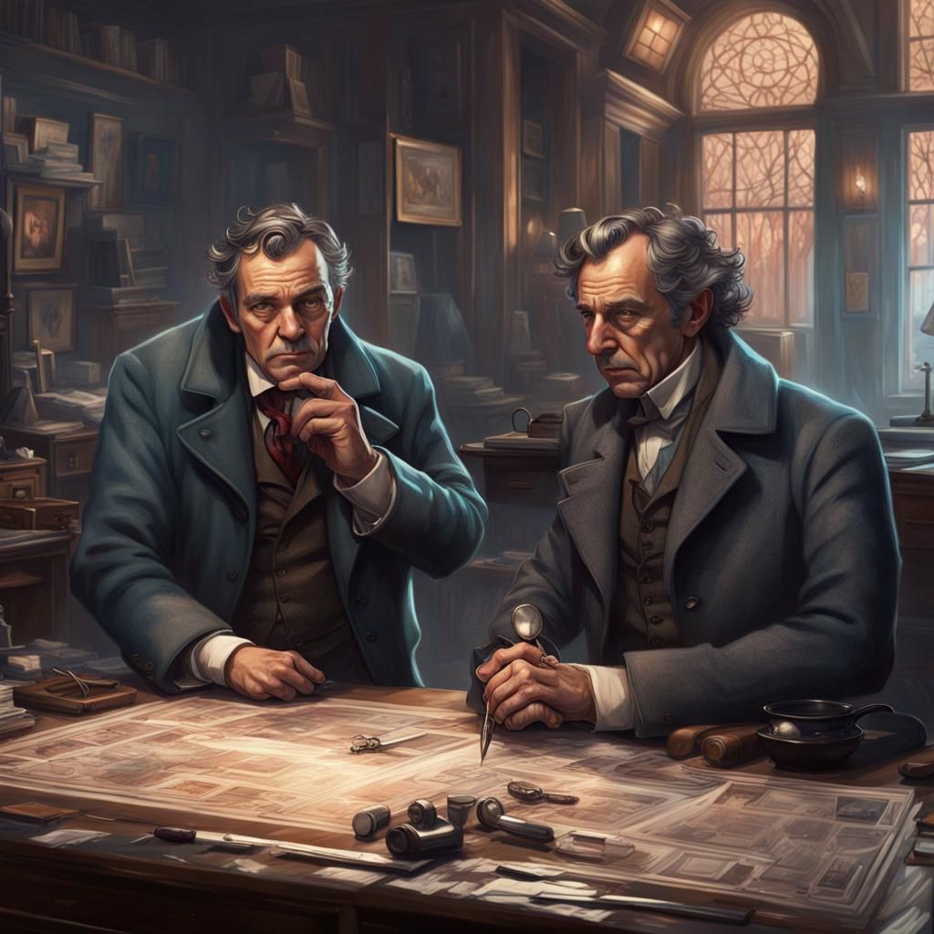 Sherlock Holmes and Watson Crime Scene Portrait