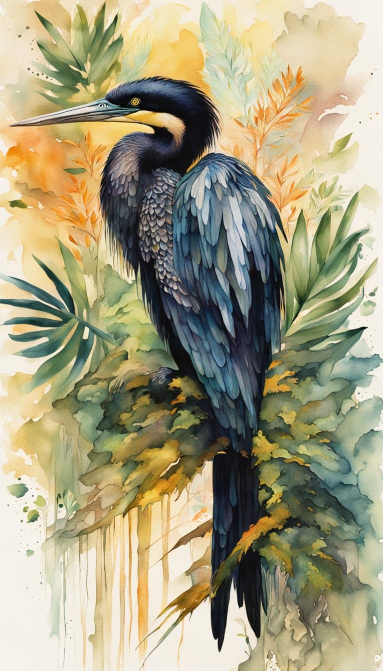 Surreal Jungle Encounter in Watercolour