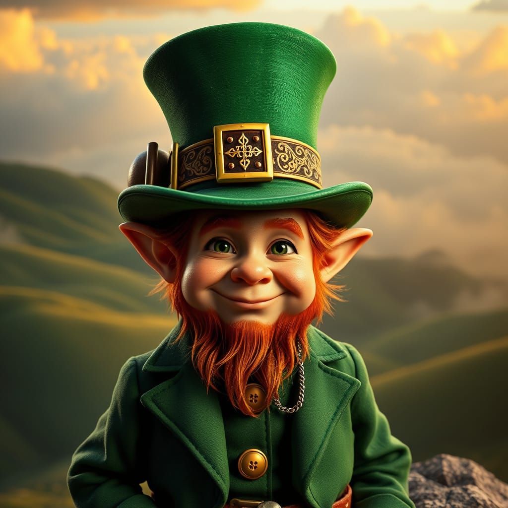 Charming Irish Leprechaun in Emerald Green Attire