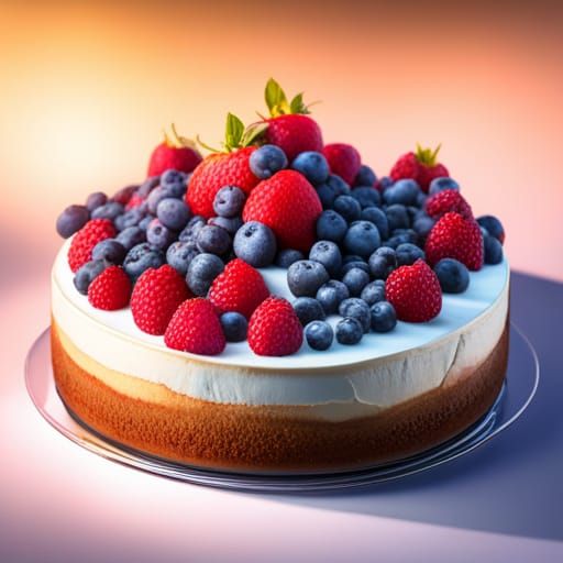 Fantastical Wild Fruits Cheesecake in Detailed Painting