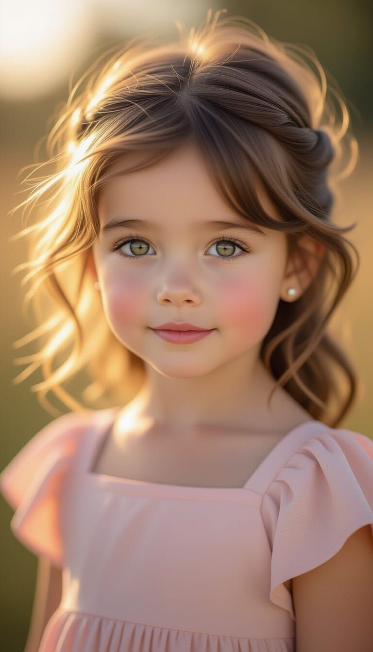Hyperrealistic Portrait of a Girl in Golden Hour Light