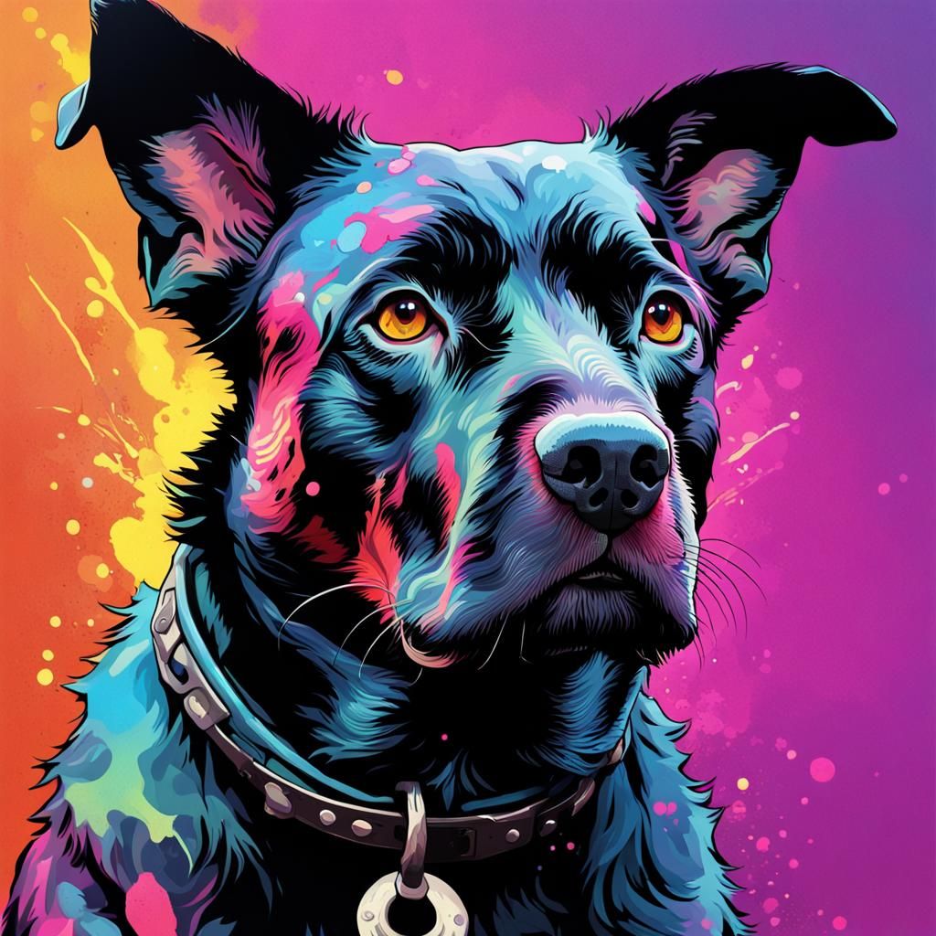 Hyperrealistic Dog Portrait with Colorful Background