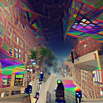 Psychedelic 3D City Street Scene