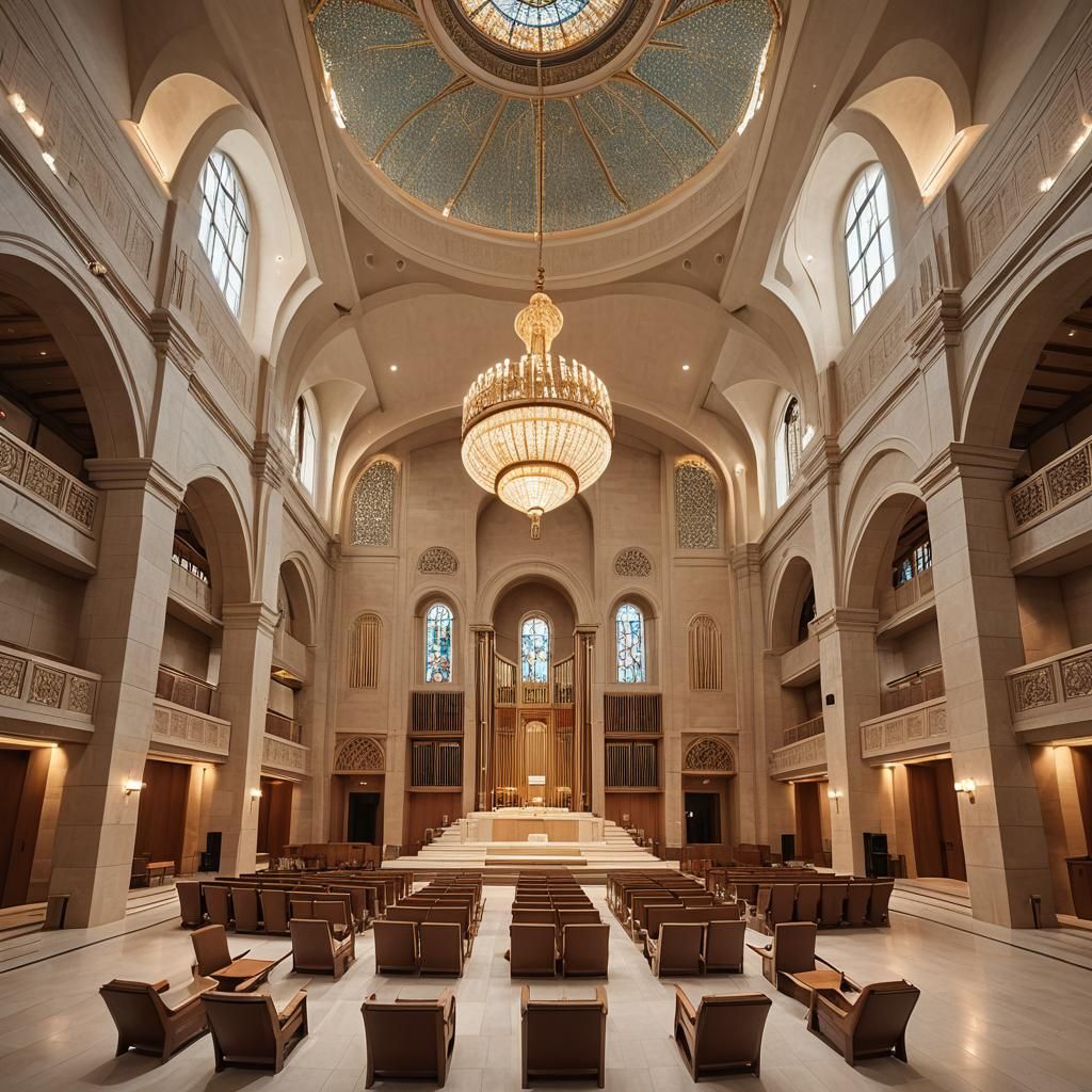 Luxury Modern Synagogue Interior in Contemporary Style