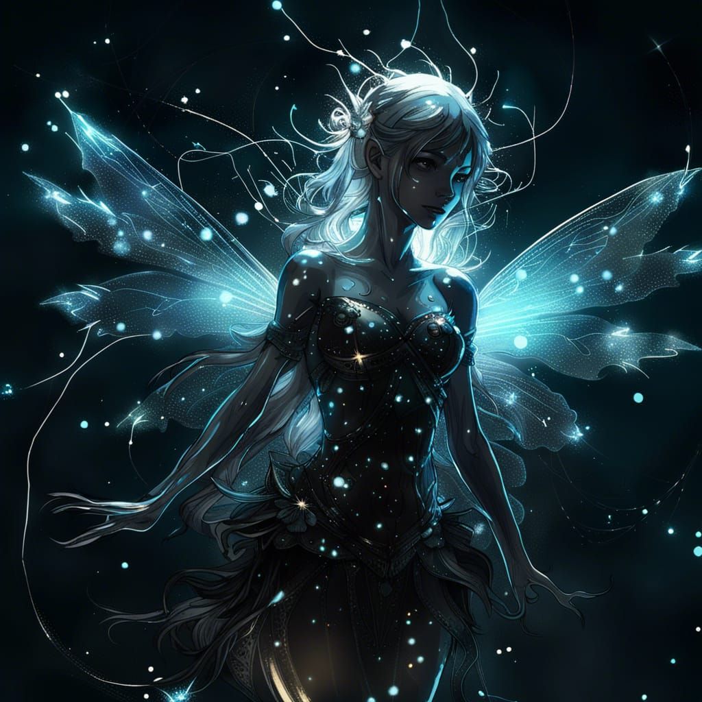 Bioluminescent Fairy Constellation in Dark Magic Setting