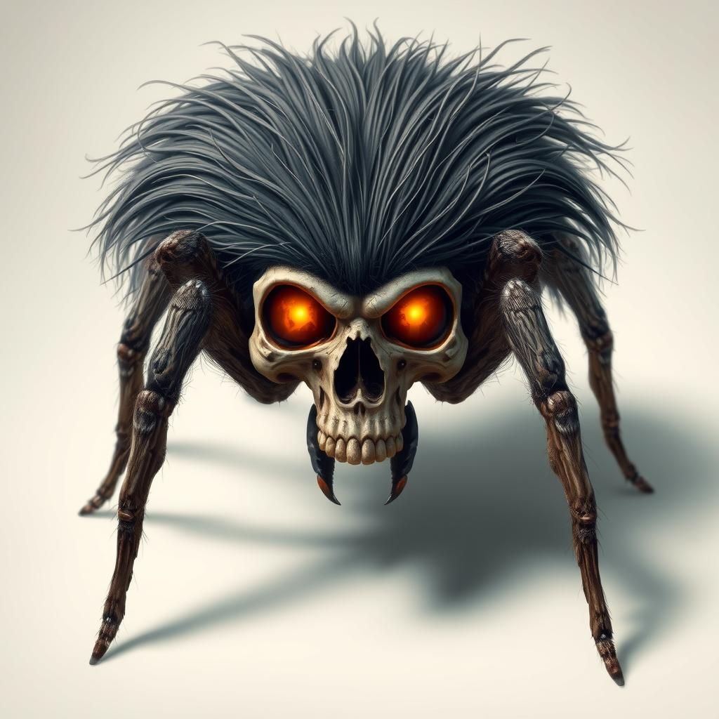Skull Spider with Glowing Eyes, Macabre Art