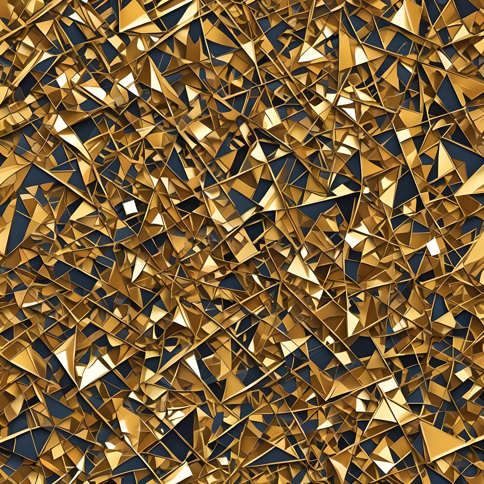 Gold Flame Abstract Background in Cubist Style