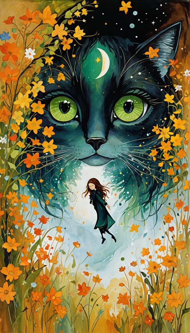 Dreamy Girl Portrait with Galactic Sky, Surreal Art