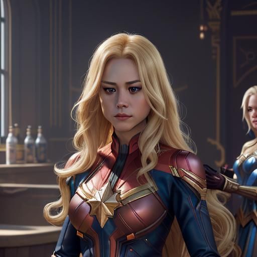 Captain Marvel as Rapunzel Gets Head Shaved