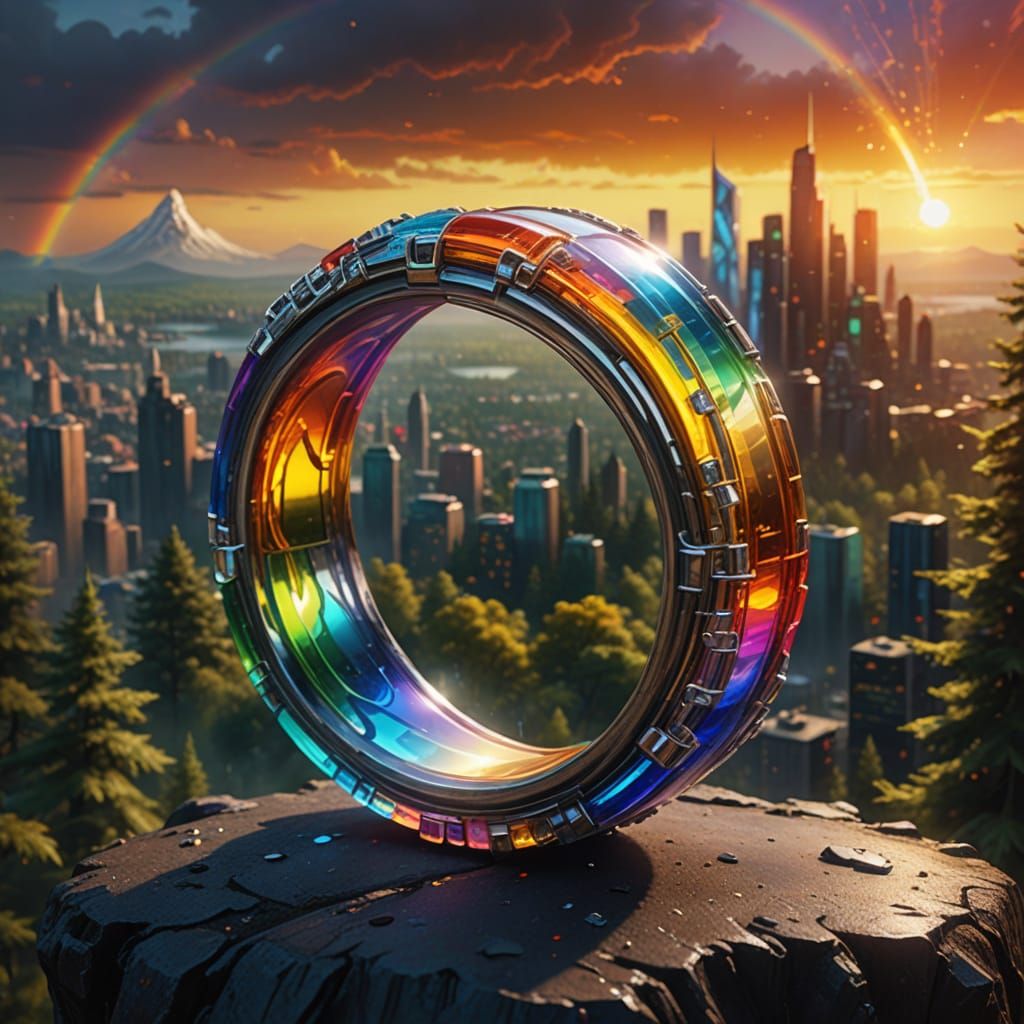 Rainbow Glass Ring in Blazing Landscape