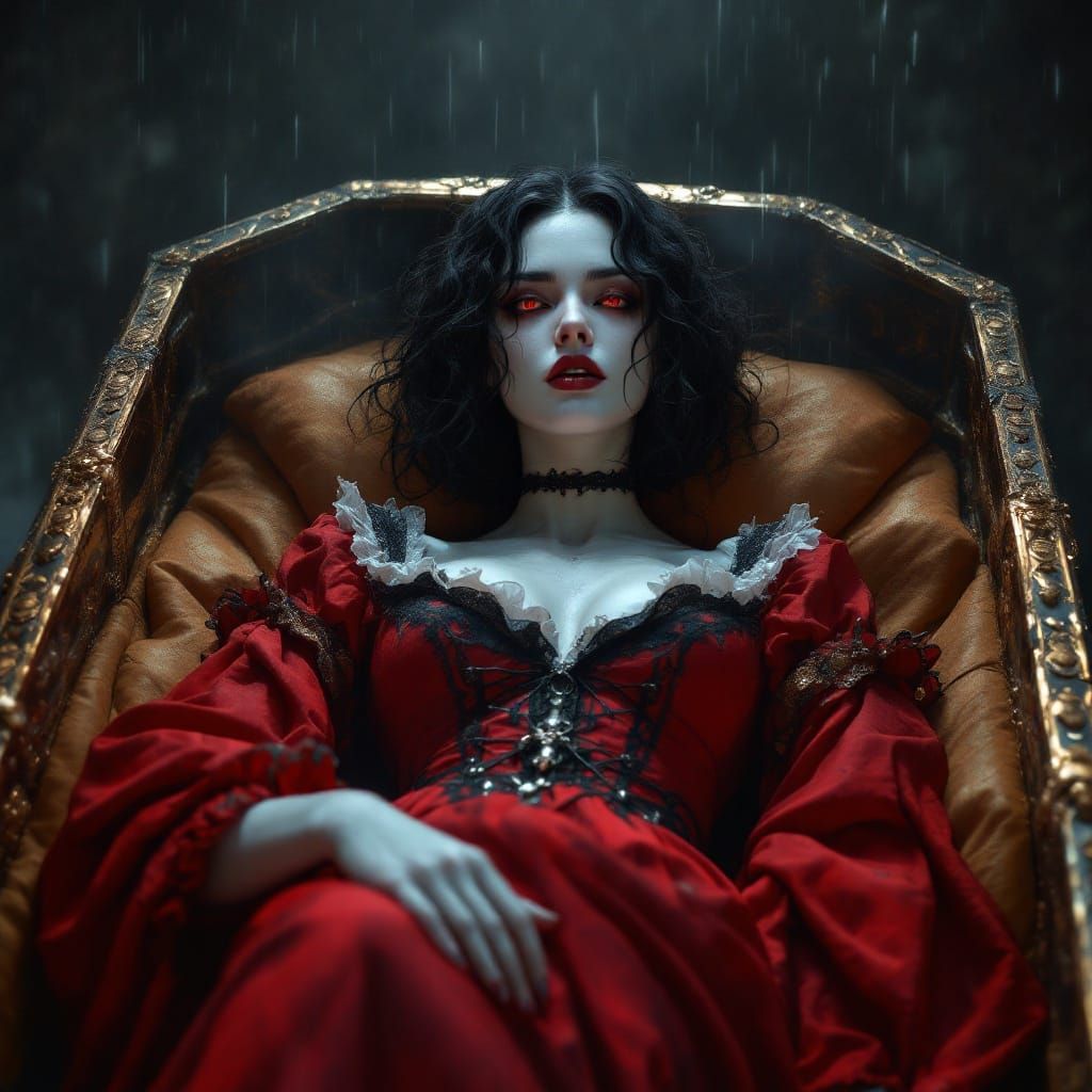 Ethereal Vampiress in Tudor Elegance