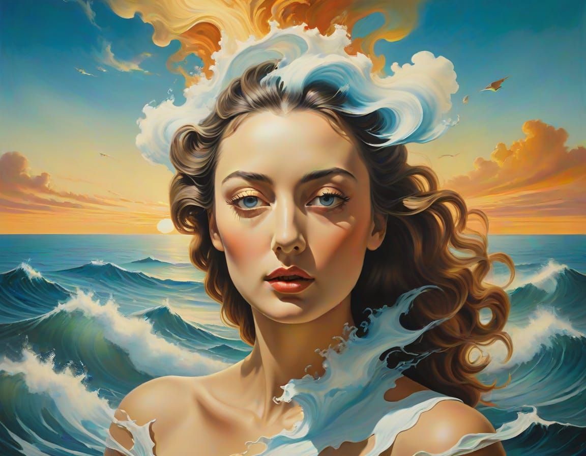 Surreal Portrait of a Dreaming Woman