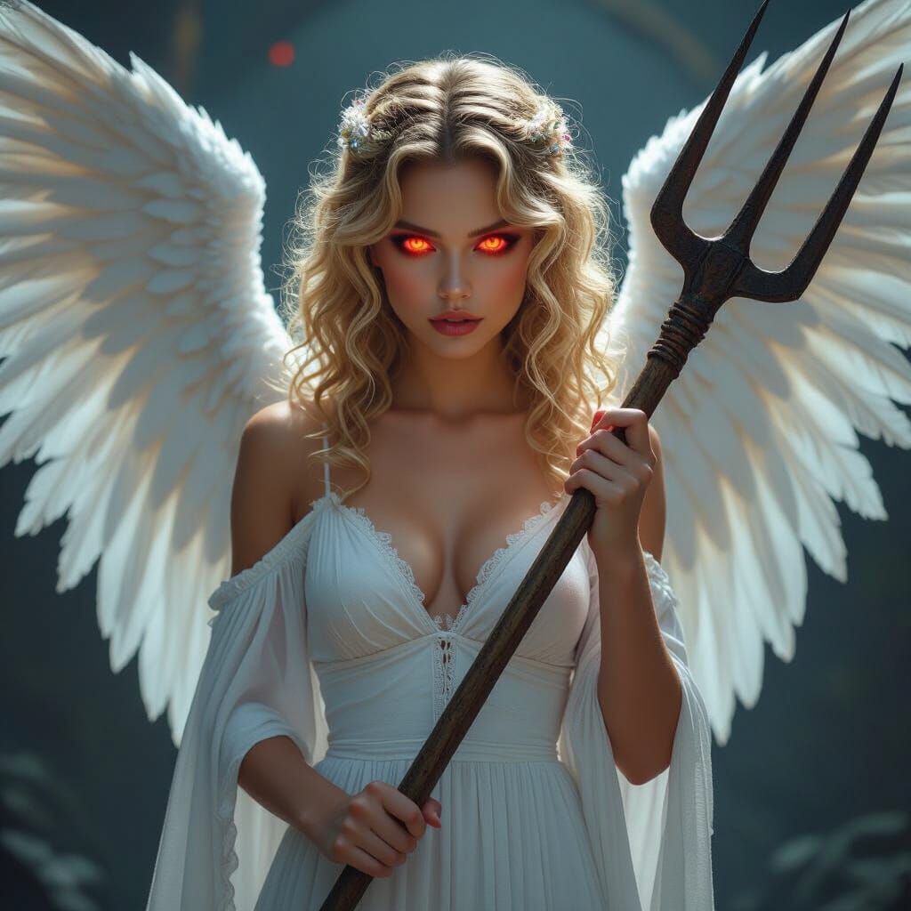 Dark Angel with Pitchfork in Ash Thorp Style