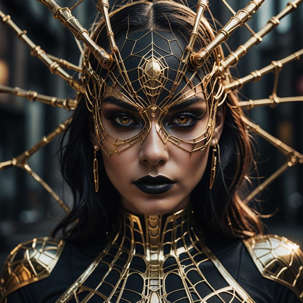 Surreal Beauty in Copper-Brass Bronze, Cyberpunk Style