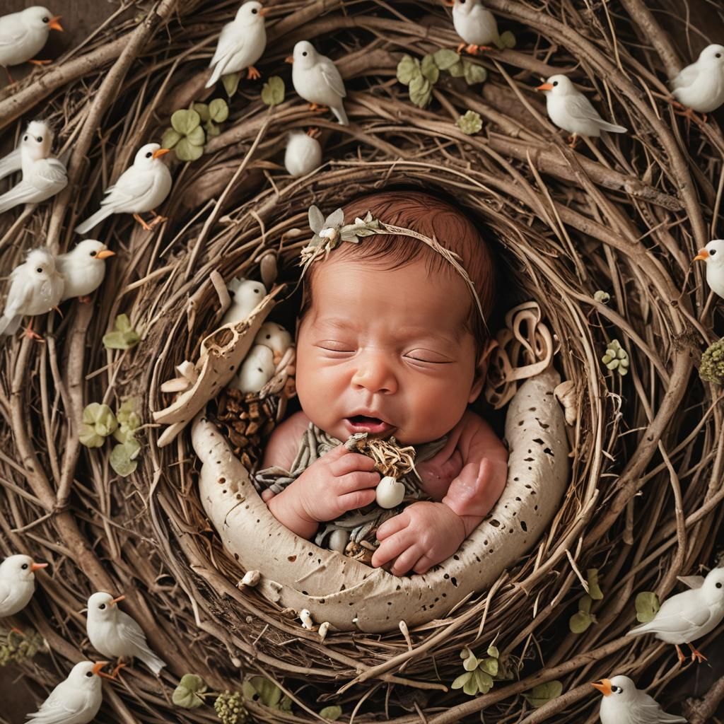 Surreal Newborn Photography: Baby Bird