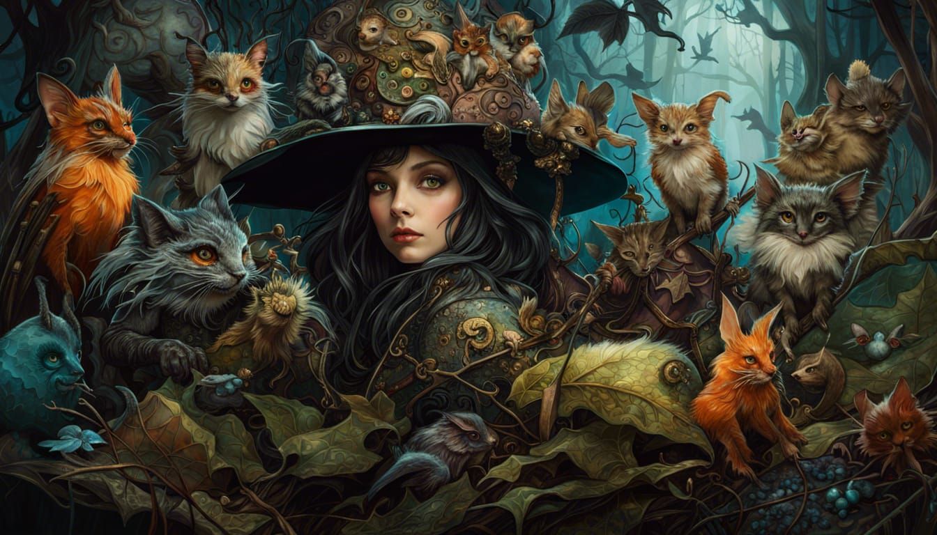 Beautiful Witch with Gremlins