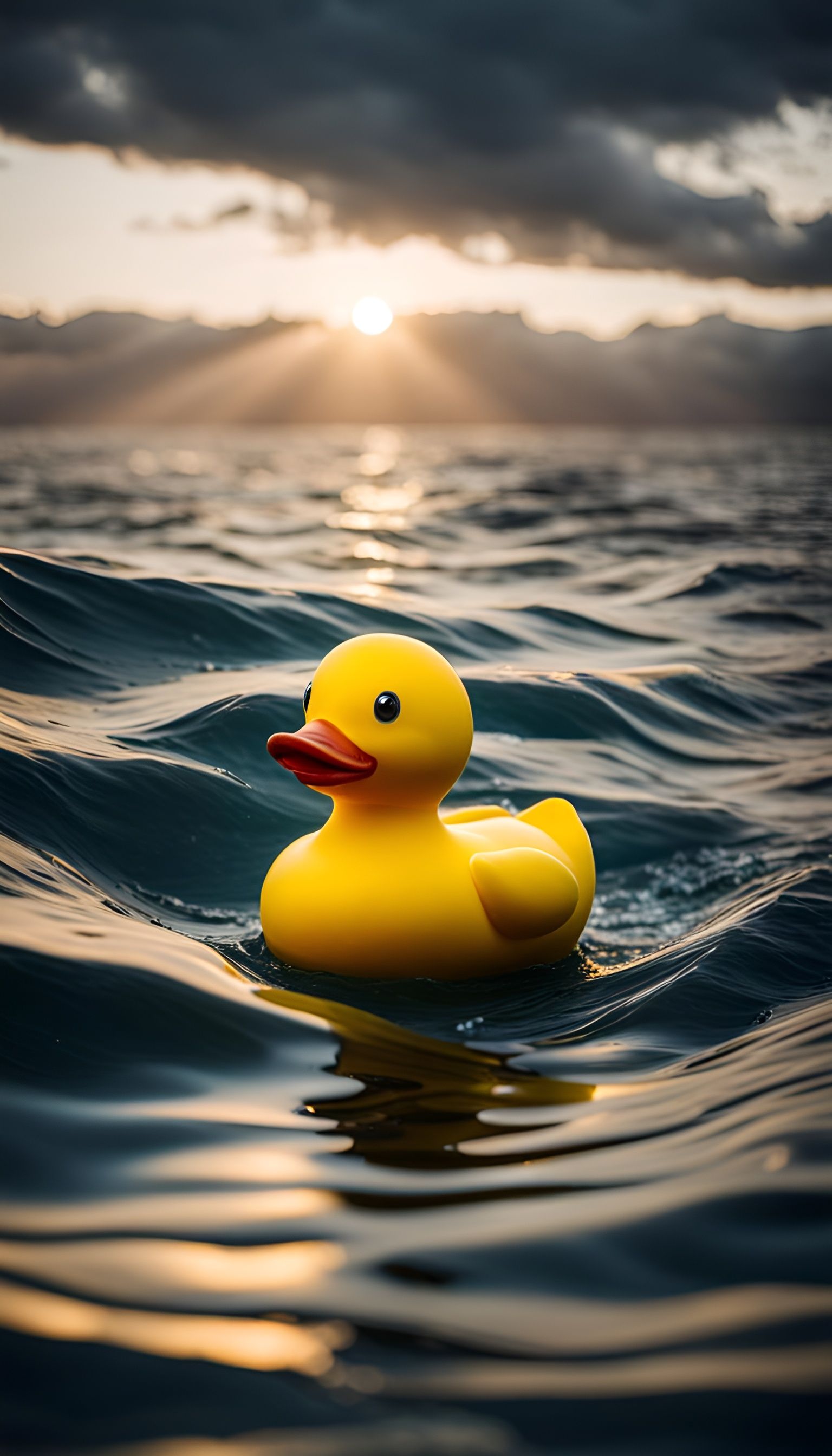 Rubber Duck in Tempestuous Ocean: Low Key Portrait