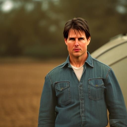 Man Working on Farm in 90s Movie Style