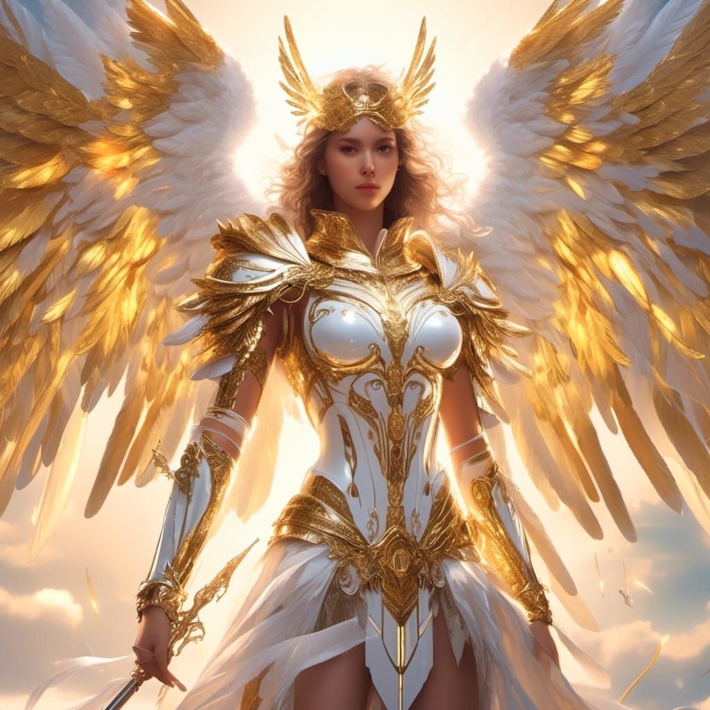 Centurion in Gold Armor with Angel Wings