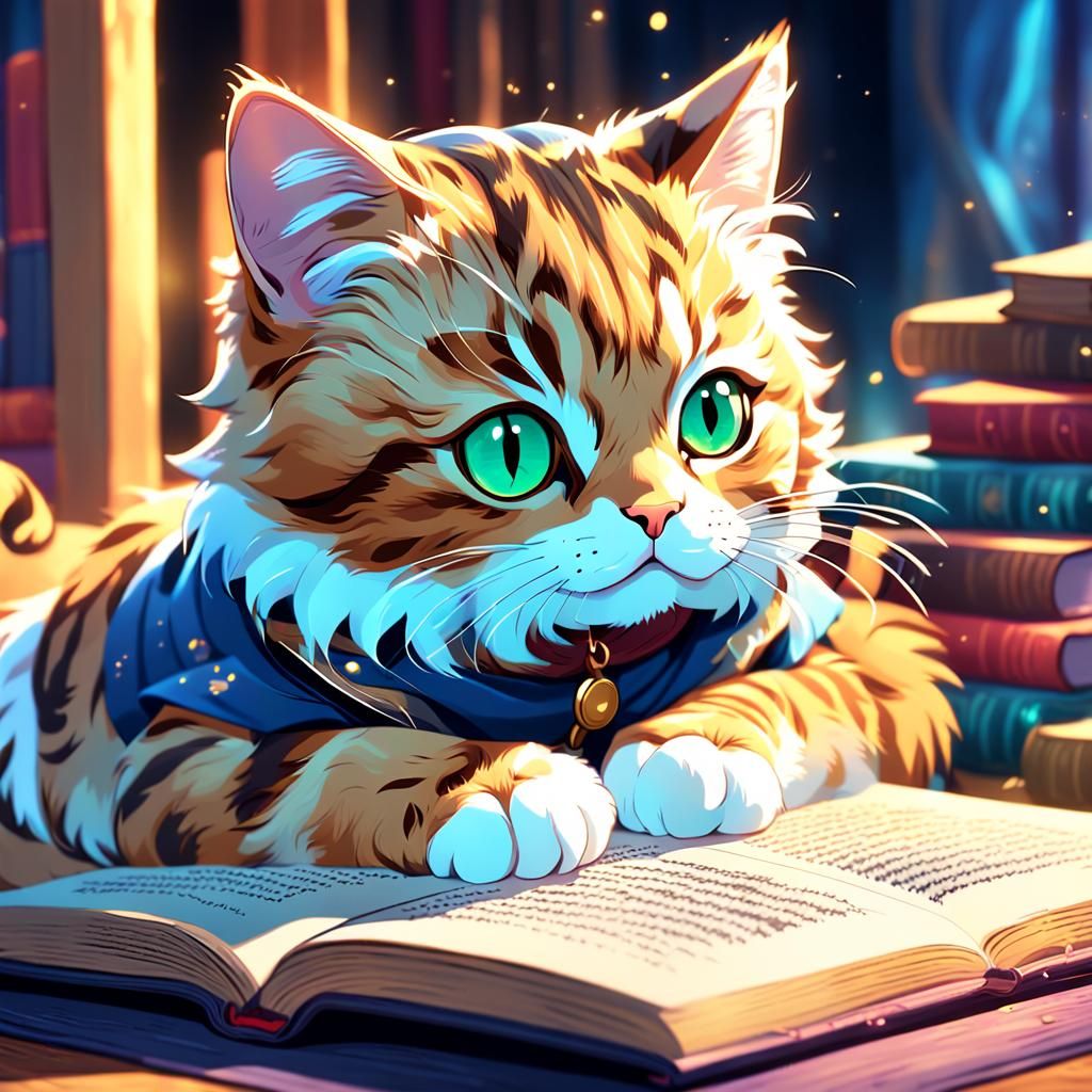 Whimsical Anime Cat Key Visual