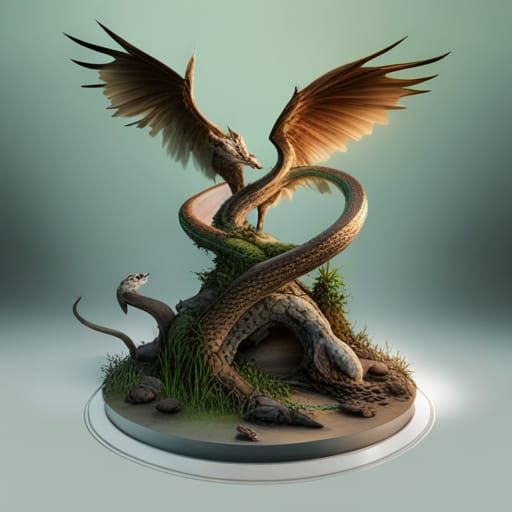 Winged Werewolf Snake Hybrid: Fantasy Concept Art