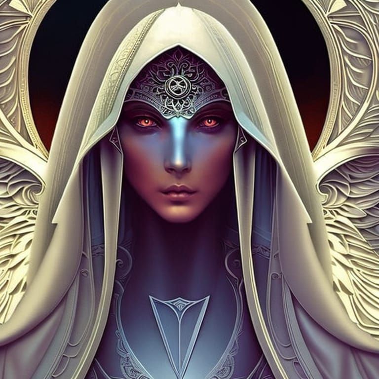 Angelic Portrait in Art Nouveau Style