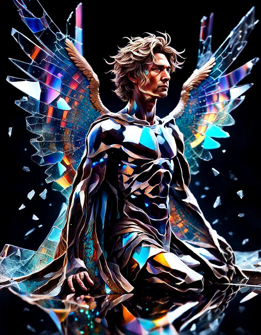 Angel in Shattered Glass: Digital Pointillism Art