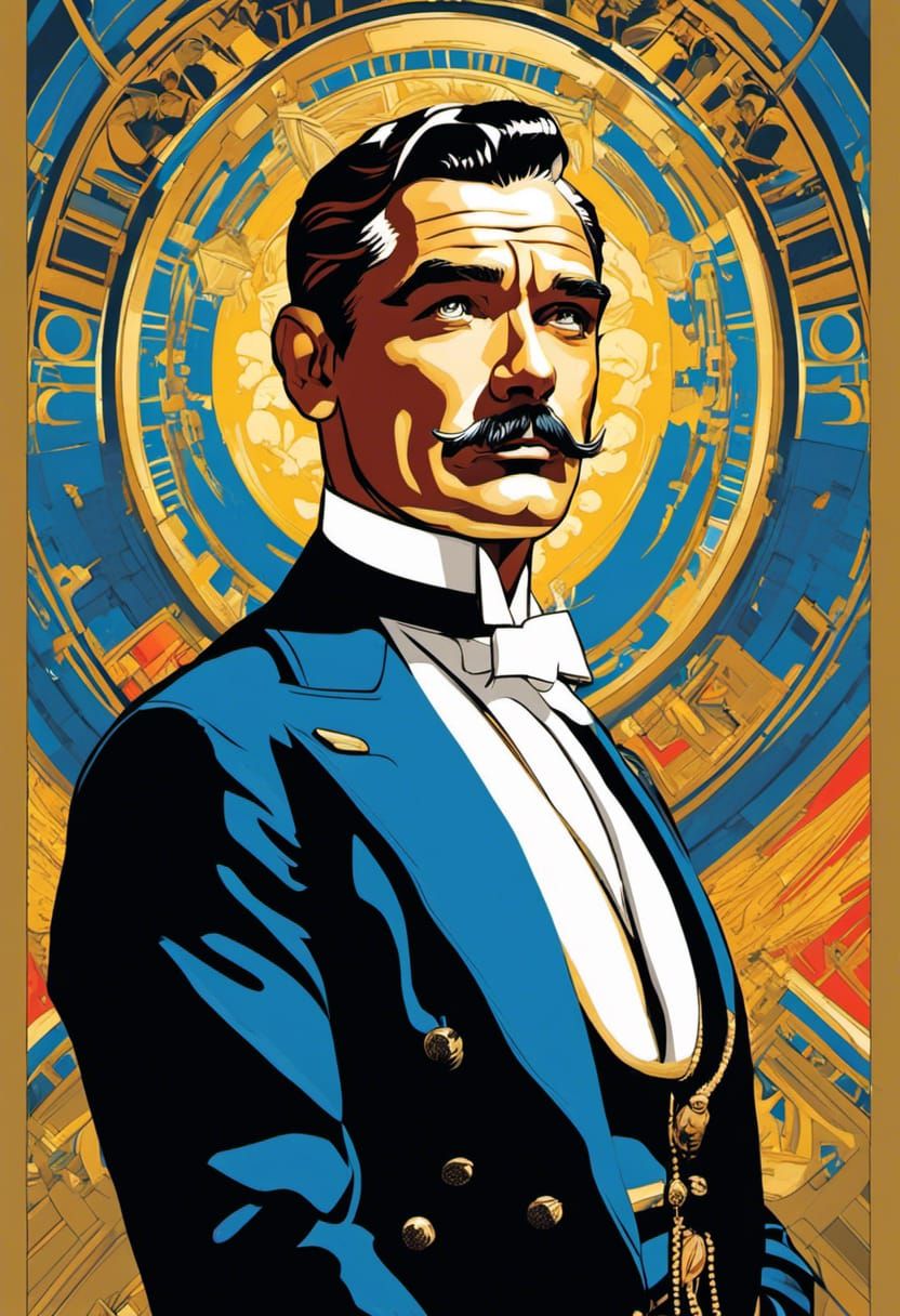 Clark Gable Art Deco Illustration in Graphic Novel Style