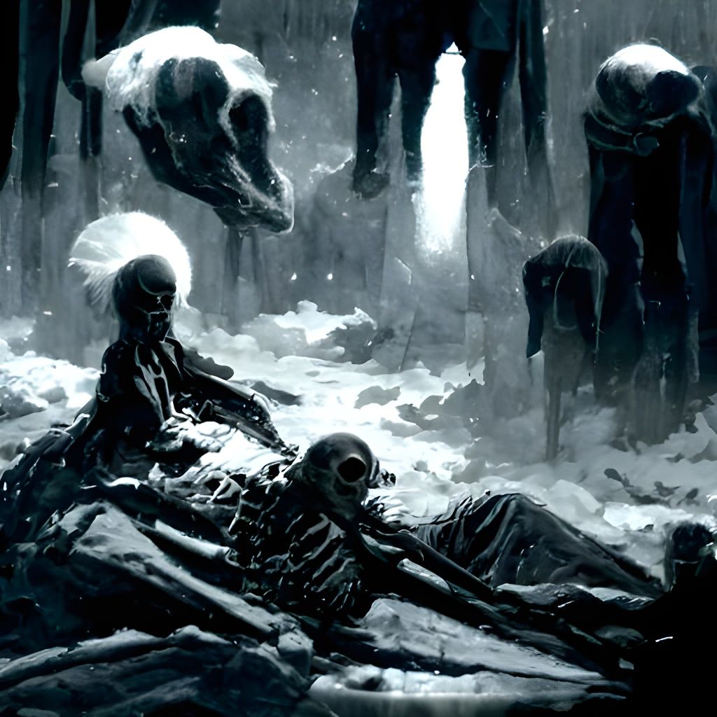 Horrific Skeletal Figure in Gothic Art Style